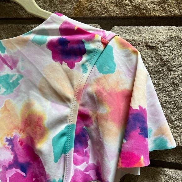 Torrid Wireless Mesh Surplice Sleeve Bikini Top 1x vacation colorful - Picture 6 of 8